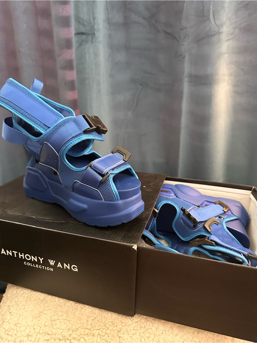 Platform Blue Sport Sandals Anthony Wang - Picture 4 of 5